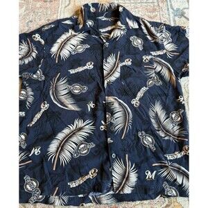 Milwaukee Brewers Men’s Hawaiian Short Sleeve Button Up Baseball Shirt
